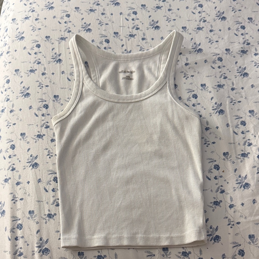 White Ribbed Tank Top